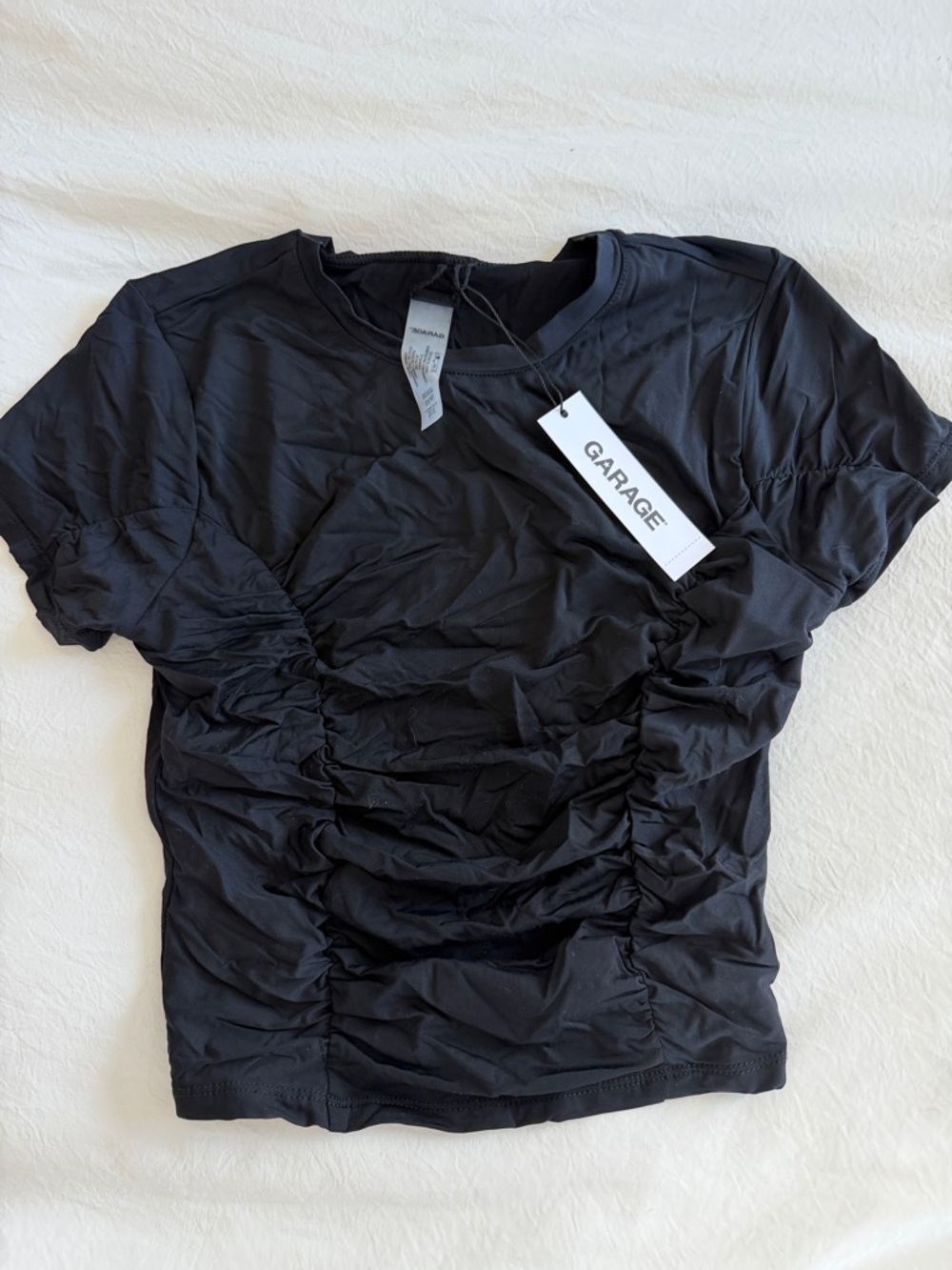Garage Black Ruched Short Sleeve Tee